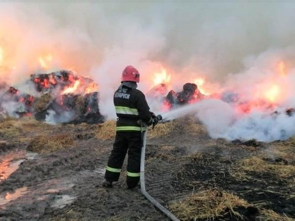 В селе Ростовской области на большой площади горело сено