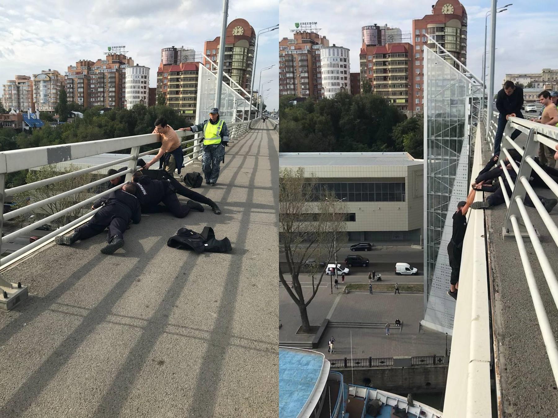 Упавший мужчина с моста. Ворошиловский мост Ростов на Дону 2022.