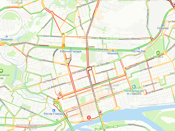 Карта ростова на дону с пробками онлайн