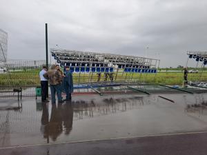 Появилось видео с места обрушения трибуны на гребном канале в Ростове