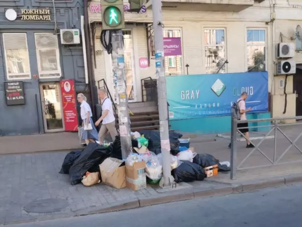 В центре Ростова посреди тротуара образовалась стихийная свалка