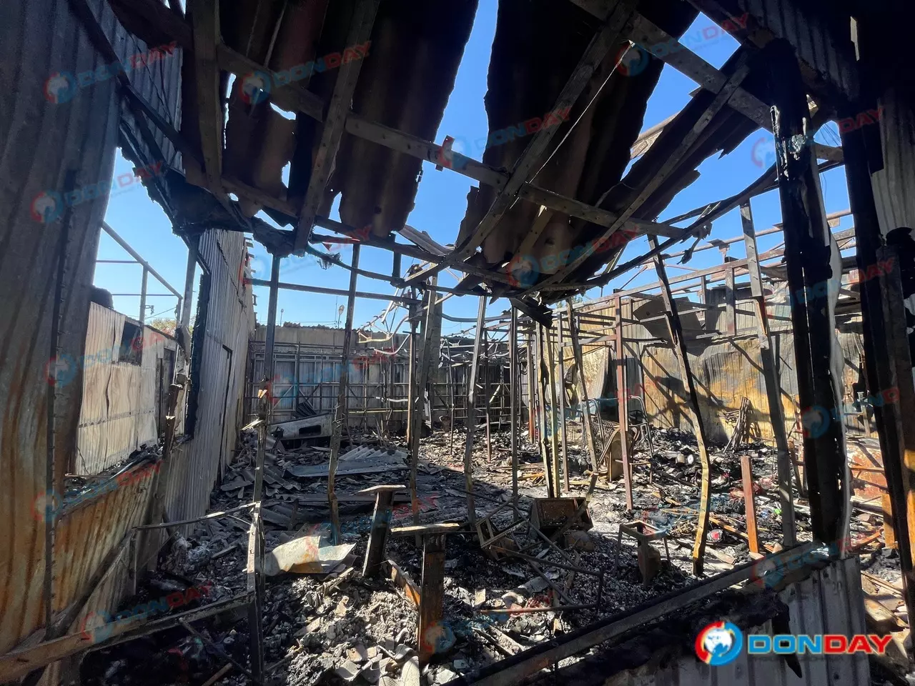 Последствия пожара на центральном рынке в Аксае: фоторепортаж