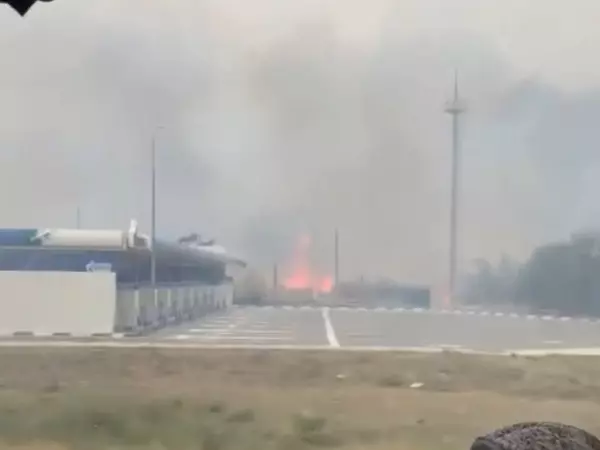В Ростовской области возле заправки случился ландшафтный пожар