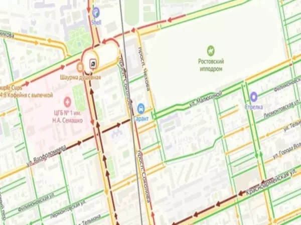 В Ростове на кольце Гагарина из-за ДТП образовалась пробка