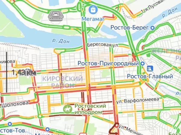 Перед выходными восьмибалльные пробки сковали Ростов