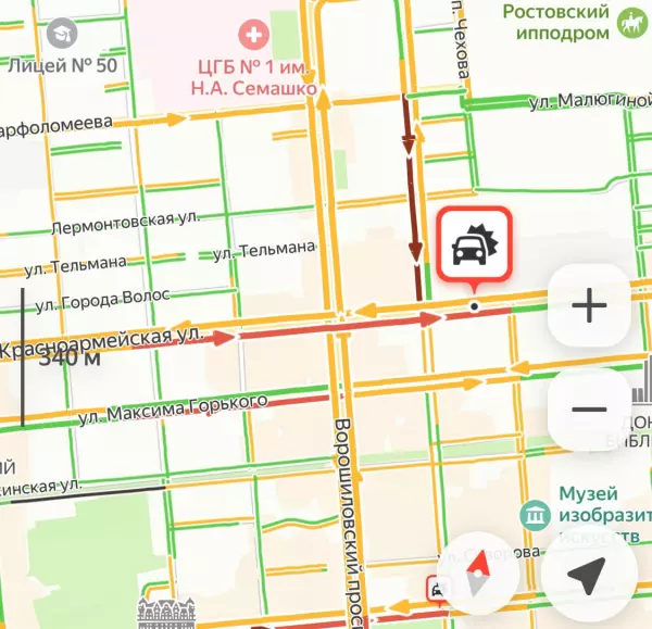 Движение в центре Ростова затруднено из-за двух аварий