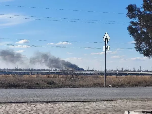 В Волгодонске на большой площади горит склад автошин