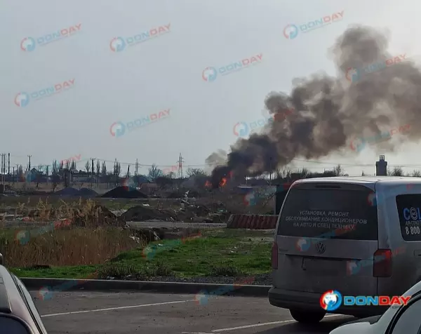 В Батайске на большой площади полыхает камыш