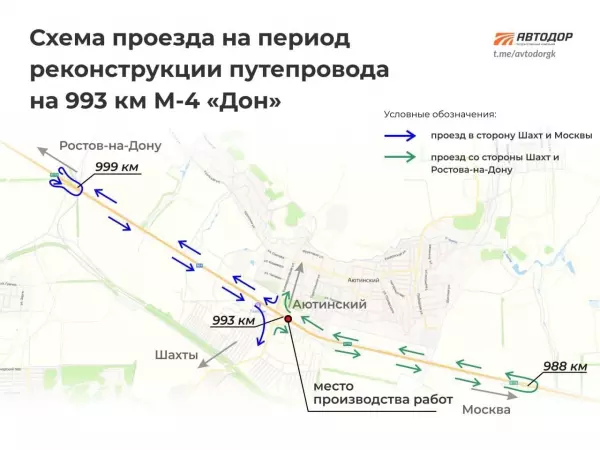 Из-за реконструкции мостов на М-4 «Дон» до апреля 2026 года изменится схема движения