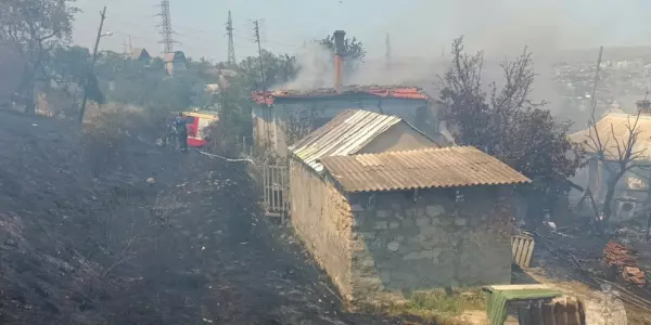Фото к материалу: Из-за ландшафтного пожара сгорели две постройки в Аксайском районе