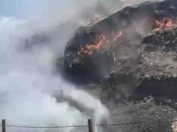 Фото к материалу: Очередной пожар произошел на мусорном полигоне в Ростовской области