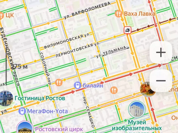 Фото к материалу: В центре Ростова образовались огромные пробки после падения БПЛА