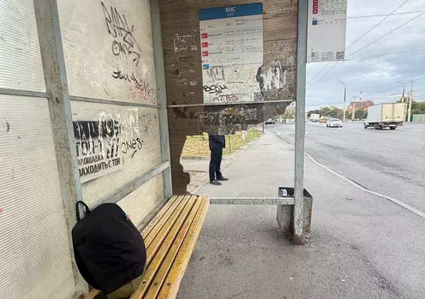 Фото к материалу: В Ростове вандалы разгромили остановку «ВОС» на Стачки