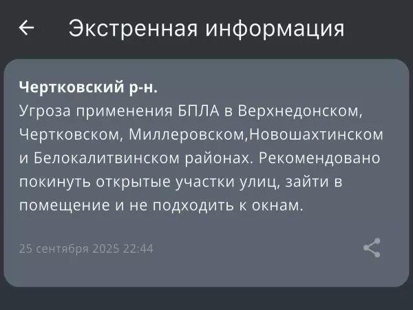 Фото к материалу: Объявлена беспилотная опасность по всей территории Ростовской области