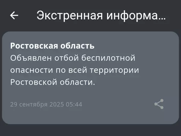 Фото к материалу: Отбой беспилотной опасности объявили по всей Ростовской области 29 сентября