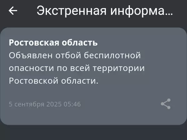 Фото к материалу: Отбой беспилотной опасности объявили по всей Ростовской области 5 сентября