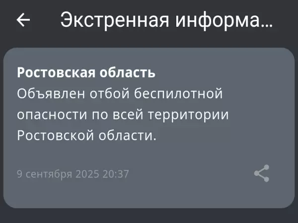 Фото к материалу: Отбой беспилотной опасности объявили по всей Ростовской области 9 сентября