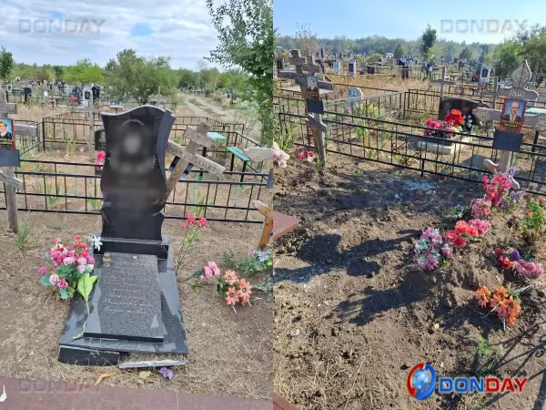 Фото к материалу: В Азове неизвестные украли с могилы памятник