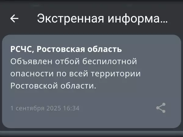 Фото к материалу: В Ростовской области объявлен отбой беспилотной опасности в День знаний