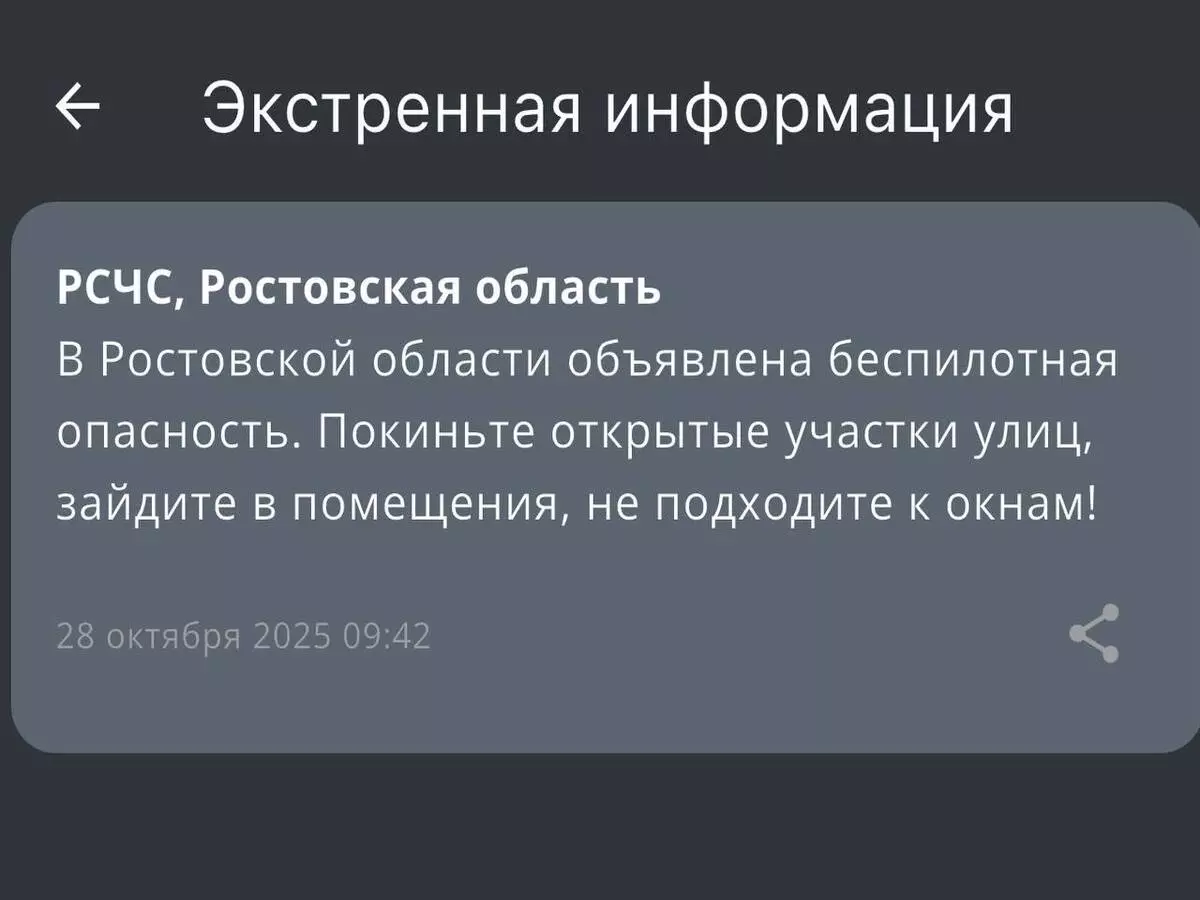 В Ростовской области объявлена беспилотная опасть 28 октября