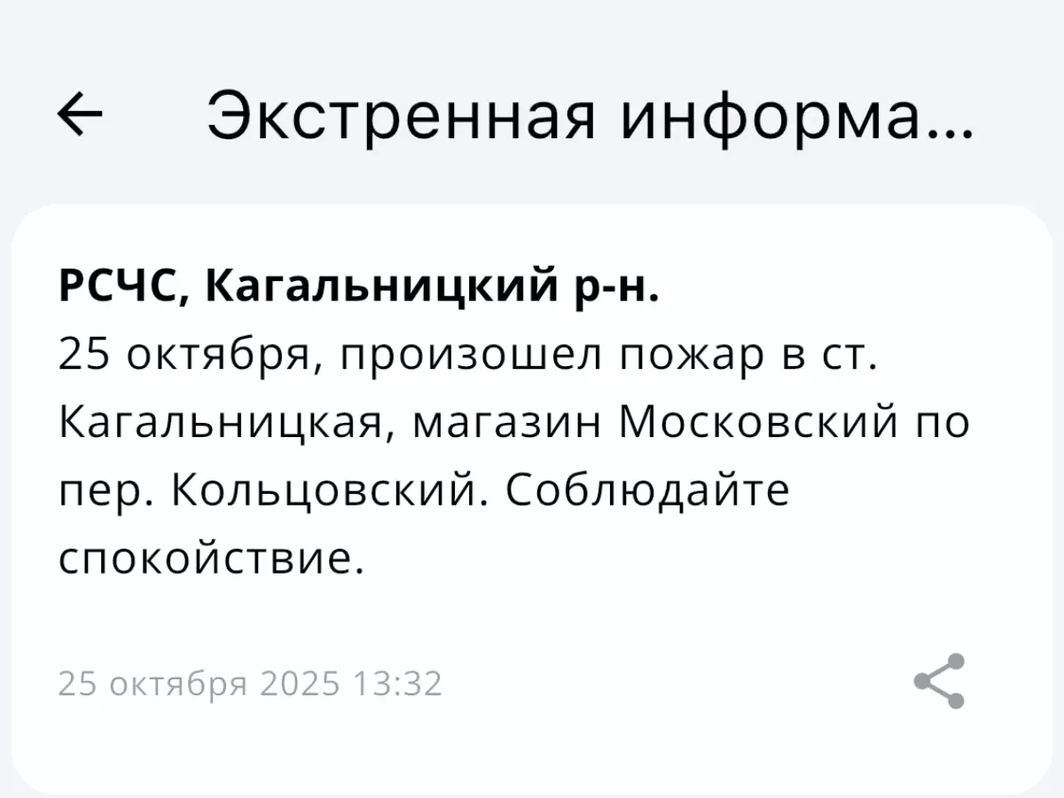В Ростовской области тушат загоревшийся магазин