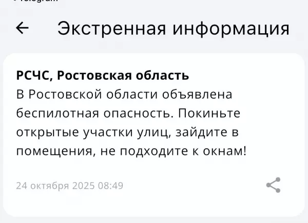 Фото к материалу: В Ростовской области объявили беспилотную опасность утром 24 октября