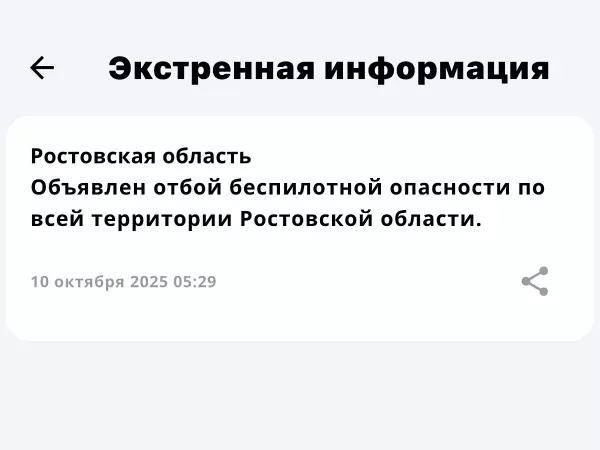 Фото к материалу: Отбой беспилотной опасности объявили в Ростовской области утром 10 октября