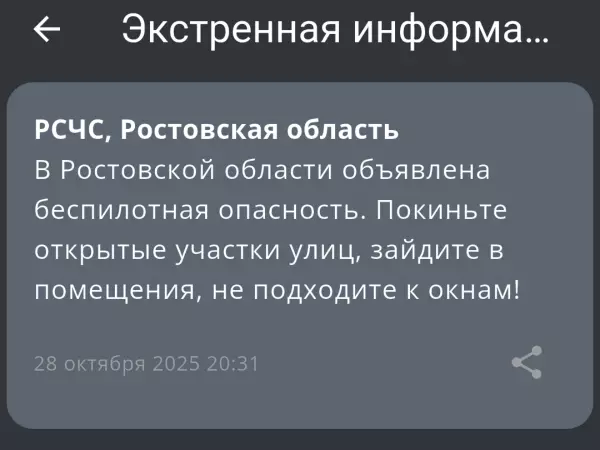 Фото к материалу: Угроза атаки БПЛА объявлена в Ростовской области