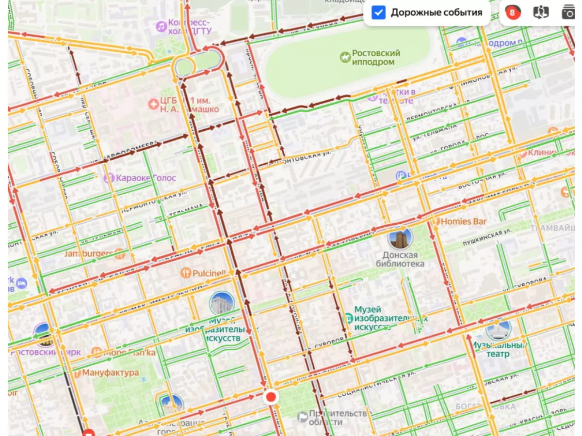 Центр Ростова стоит в адских пробках вечером 26 ноября