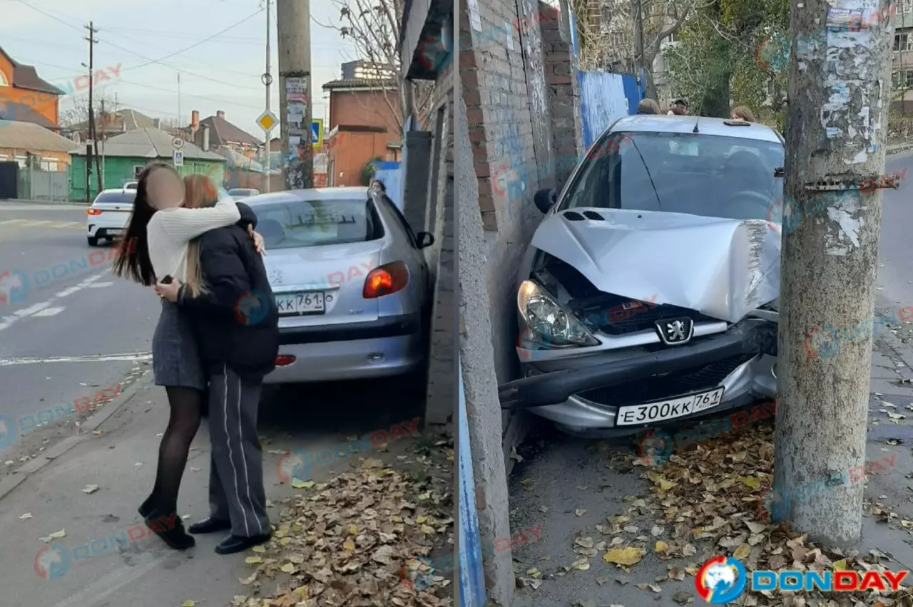 В Ростове две молодые девушки чудом уцелели, влетев в столб на иномарке