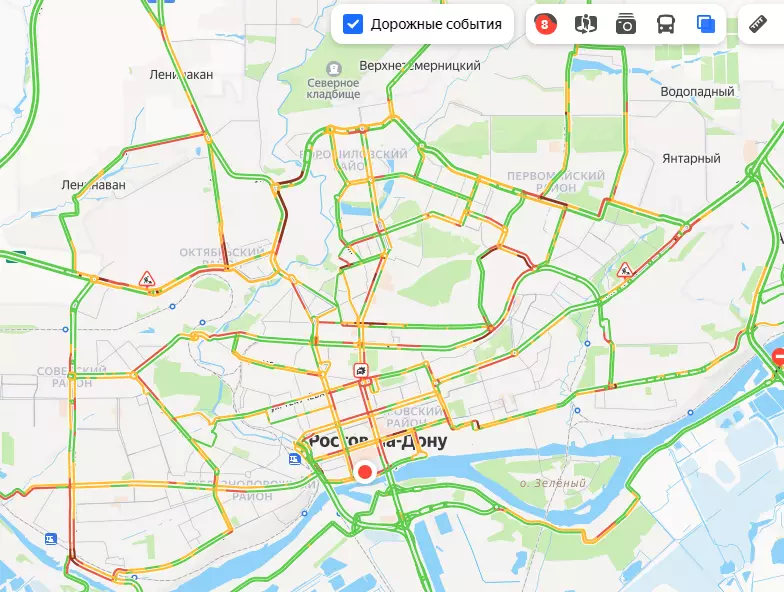 Адские восьмибалльные пробки сковали Ростов вечером 14 ноября