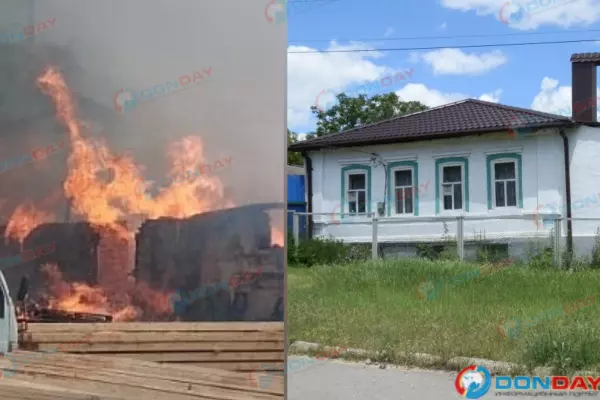 Фото к материалу: В Аксае горит здание возле памятника архитектуры