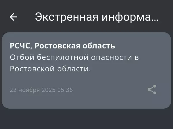 Фото к материалу: В Ростовской области объявили отбой беспилотной опасности 22 ноября