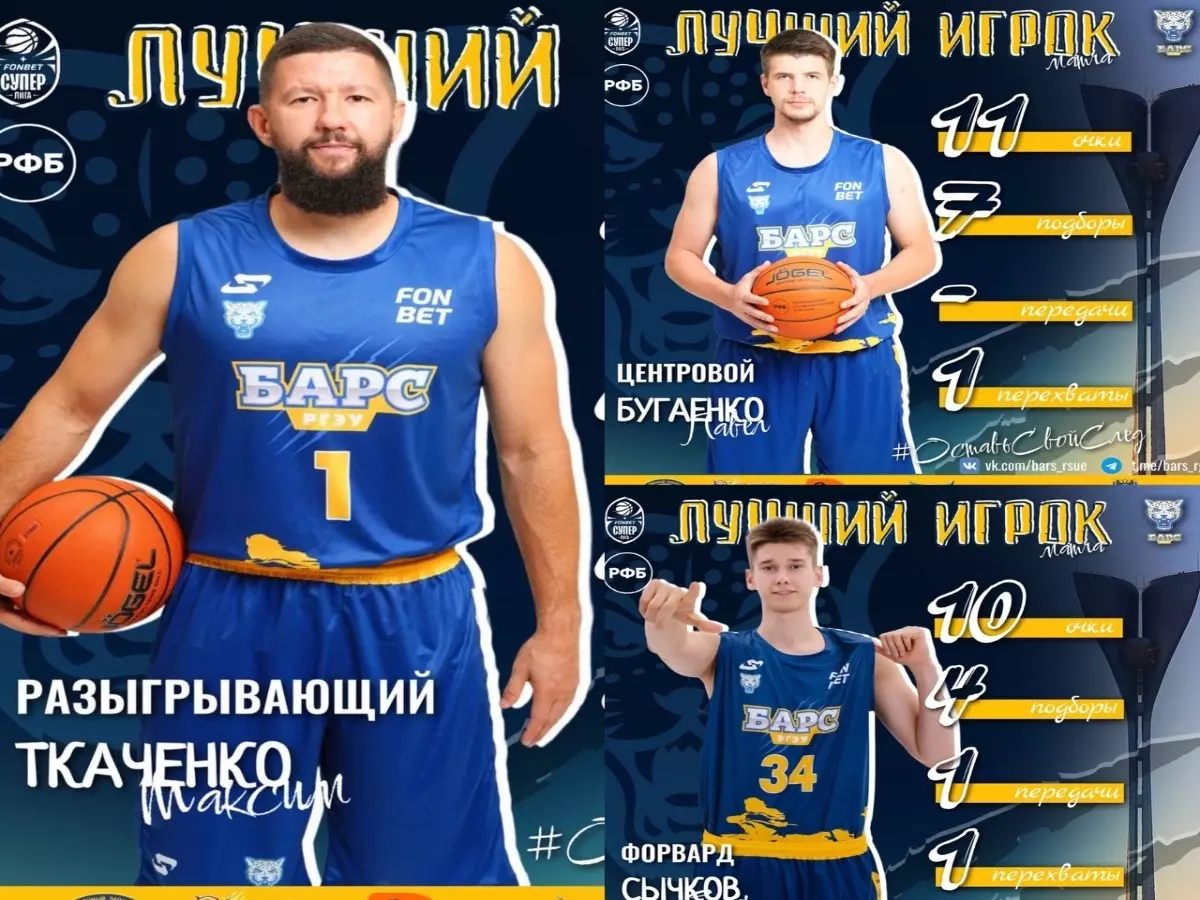 Названы лучшие игроки БК «БАРС-РГЭУ» после матча с БК «Химки»