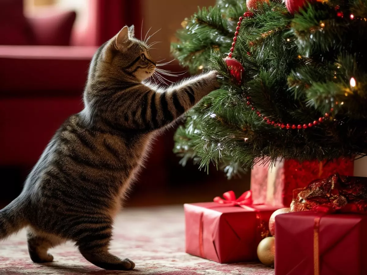 Ростовчанам рассказали, как уберечь новогоднюю елку от кота