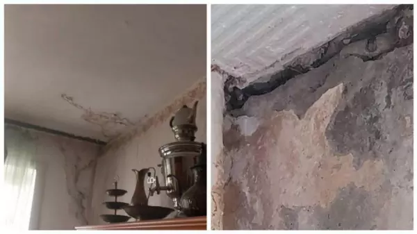 Фото к материалу: «Вместо елки - ведро»: в Новосибирске жители дома с аварийной крышей встретят Новый год в затопленных квартирах