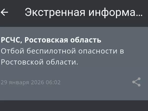 Фото к материалу: В Ростовской области утром 29 января сняли режим беспилотной опасности