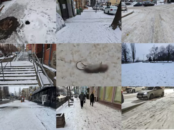 Фото к материалу: Каша из льда и снега: жители Ростова просят почистить тротуары