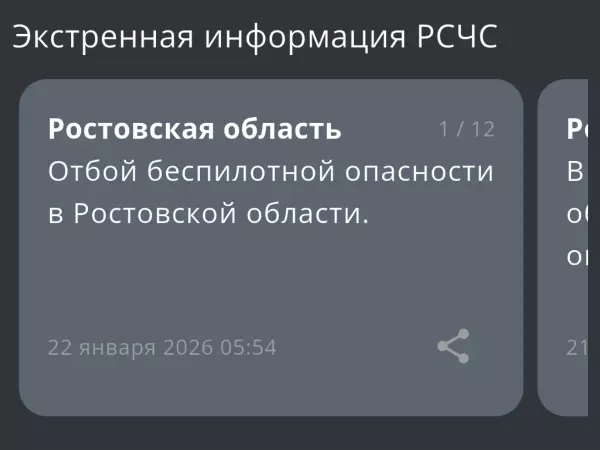 Фото к материалу: В Ростовской области объявили отбой беспилотной опасности утром 22 января
