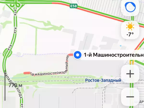 Фото к материалу: На Западном в Ростове ограничили движение транспорта по 1-му Машиностроительному переулку