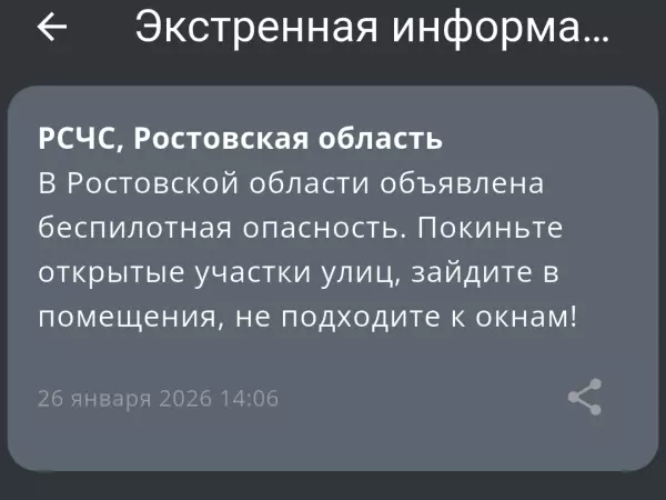 Фото к материалу: В Ростовской области днем 26 января объявили беспилотную опасность