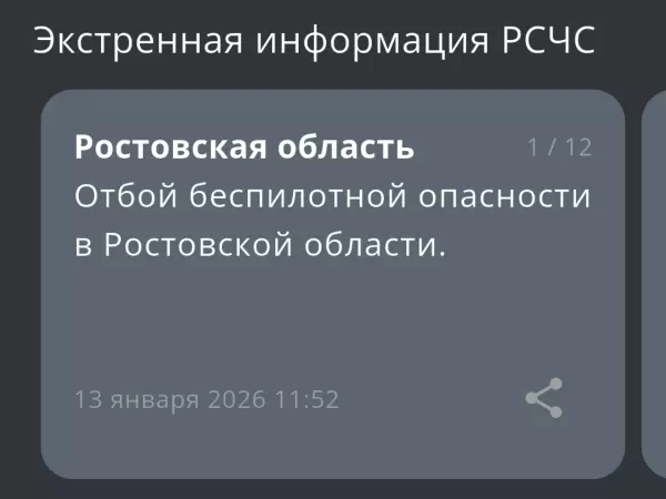 Фото к материалу: Спустя час в Ростовской области объявили отбой беспилотной опасности