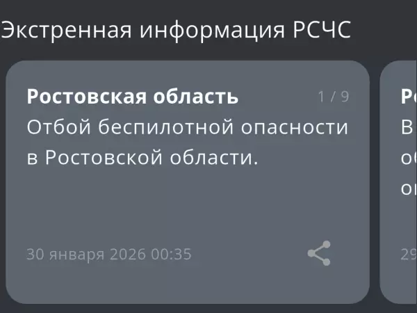 Фото к материалу: Спустя полчаса в Ростовской области сняли режим беспилотной опасности
