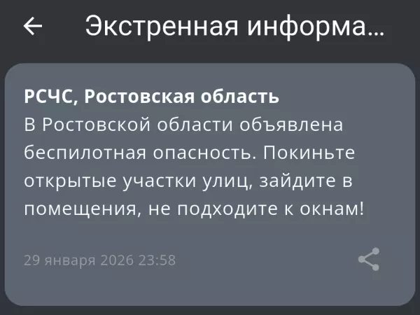 Фото к материалу: Опасность атаки БПЛА объявили в Ростовской области