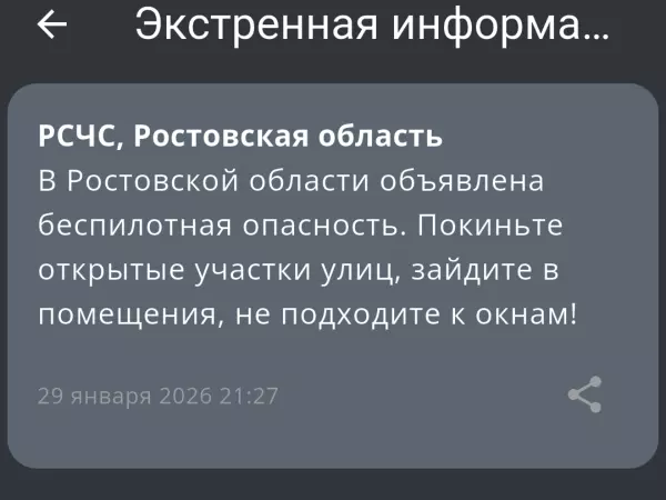 Фото к материалу: В Ростовской области вечером 29 января объявили беспилотную опасность