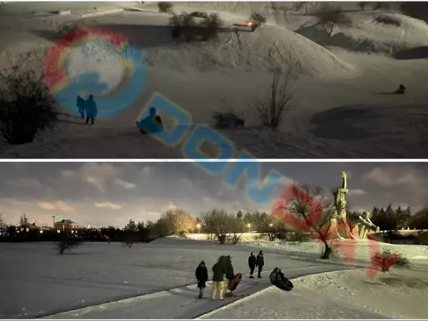 Фото к материалу: Жители Ростова продолжают кататься на ватрушках на братской могиле «Жертвам фашизма»