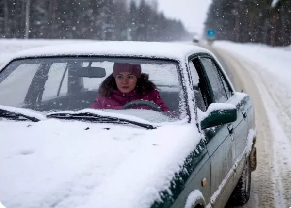 Фото к материалу: В Ростовской области девушка едва не замерзла на трассе из-за заноса машины