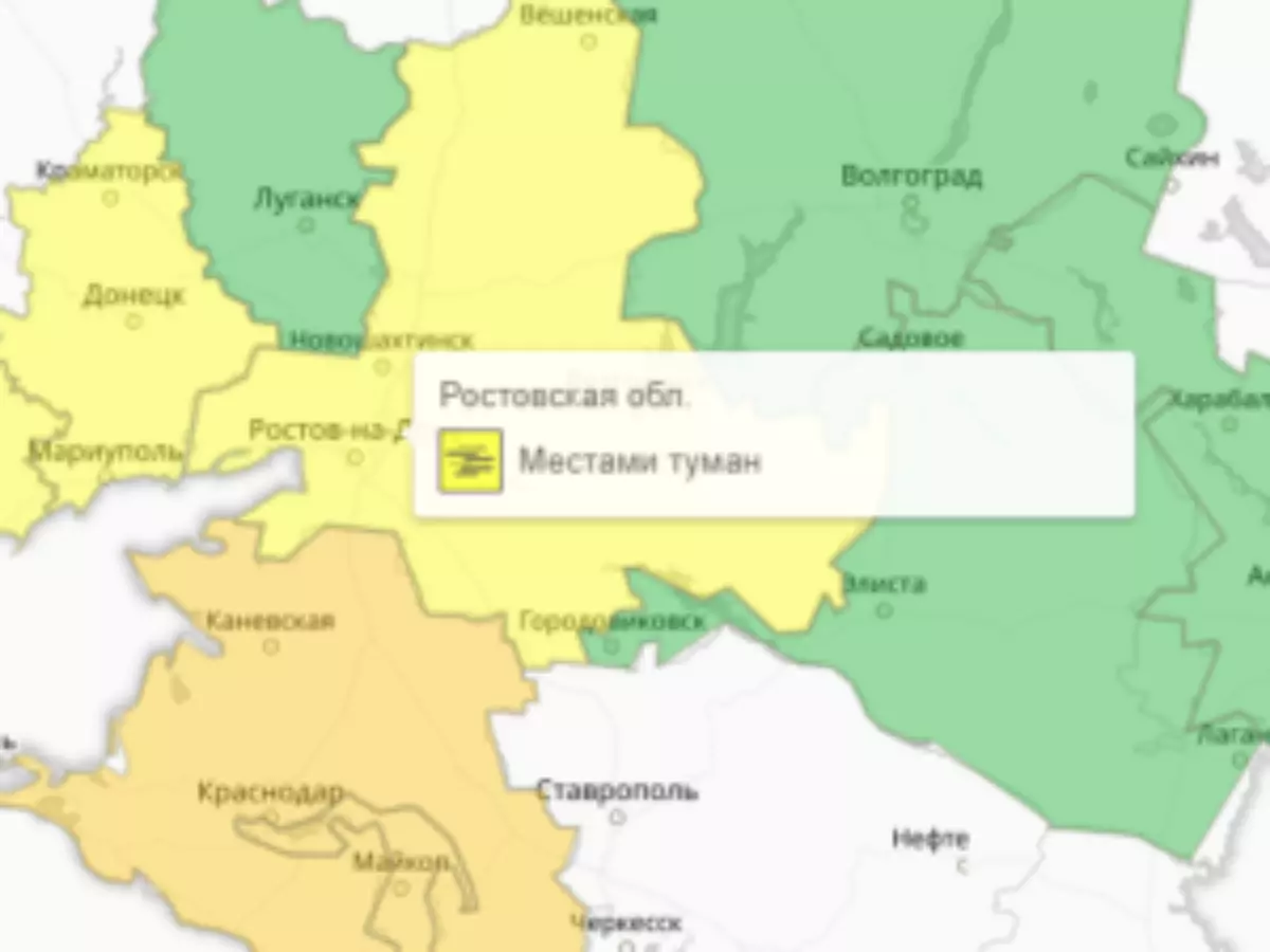 В Ростовской области ввели желтый уровень погодной опасности из-за тумана