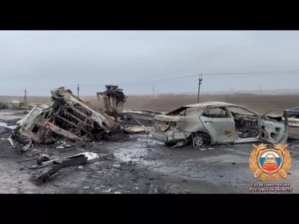 Фото к материалу: Госавтоинспекция обнародовала кадры последствий автокатастрофы на трассе Ростов-Таганрог