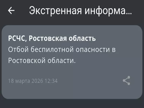 Фото к материалу: В Ростовской области днем 18 марта дали отбой беспилотной опасности